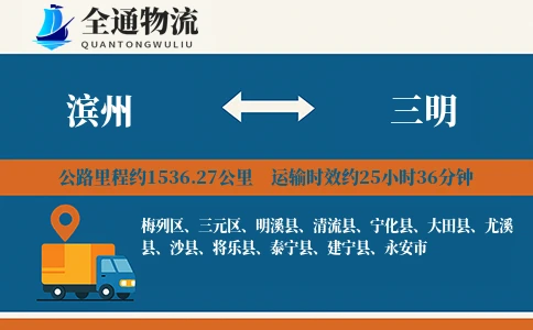 滨州到三明物流公司