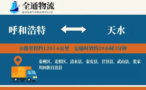 呼和浩特到甘谷县物流公司