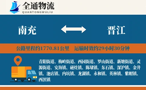 南充到晋江物流公司