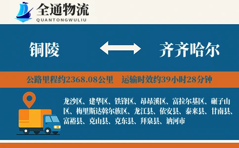 铜陵到克东县物流公司