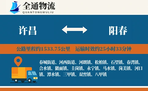 许昌到阳春货运公司